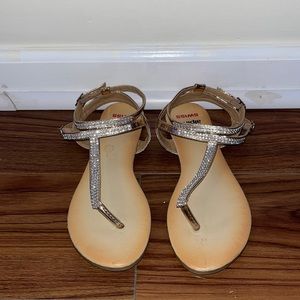 tan sandals with rhinestone straps